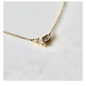 NWT Lily Lough Gold Necklace with Clear Gemstones